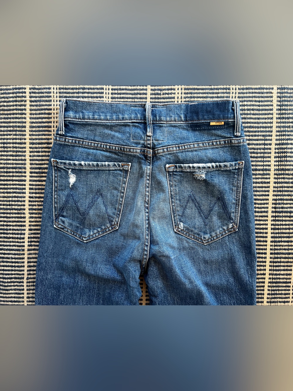 MOTHER High-Waisted Smokin’ Double Ankle Jeans in Broken Record
